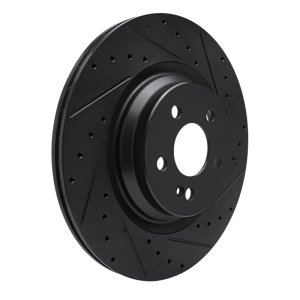 Mercedes-Benz GLE53 AMG Brake Rotor (1) - Rear Right - R1 Concepts - Drilled & Slotted - Black - `20-`26